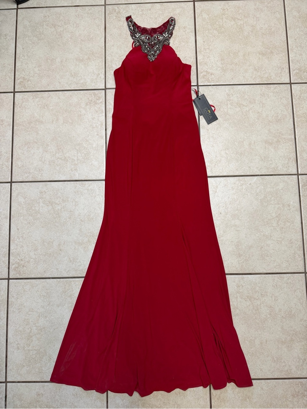 COYA Deep Red Beaded Gothic Gown NWT Vegas Mob Wife Formal Dress M - Picture 3 of 16